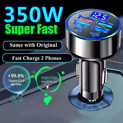 350W USB Car Charger PD QC3.0 USB C Car Phone Charger Type C Adapter for Iphone Samsung Huawei Xiaomi Quick Charge ﻿